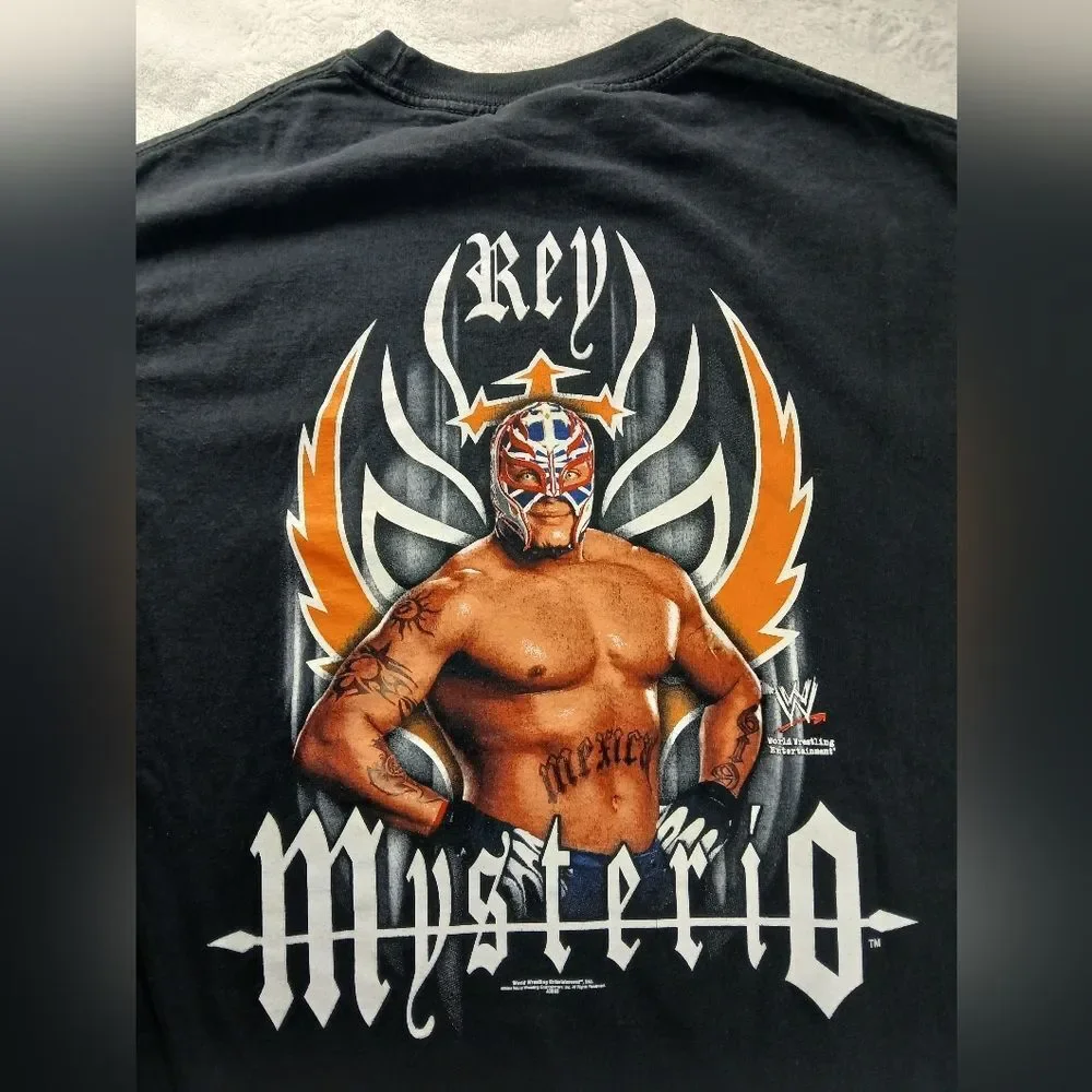 Vintage WWE Rey Mysterio Lucha Libre Luchadore Mask Size M T-shirt 2004 Trinity‎